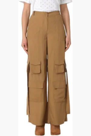 Twin-Set Broeken, Dames, Bruin, XS, Donkere Juta Broek Stijlvolle Look