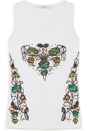 Maliparmi Tops, Dames, Veelkleurig, XS, Katoen, Precious Borduurwerk Tanktop