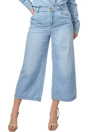 Gaudi Jeans, Dames, Blauw, W30, Katoen, Blauwe Gebruikte Wide Leg Cropped Jeans