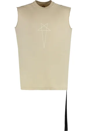 Rick Owens Tops, Heren, , 2Xl, Katoen, Katoenen Tanktop Ruwe Snijranden