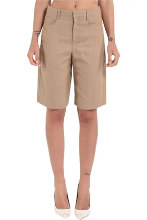 Max Mara Korte broeken, Dames, Bruin, S, Katoen, Katoenen en linnen Bermuda shorts