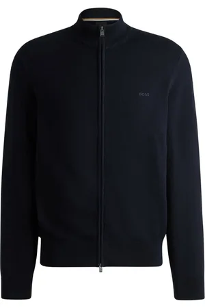 HUGO BOSS Truien, Heren, Blauw, XL, Katoen, Zachte Rits Cardigan Blauw Katoen Biologisch