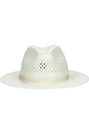 Borsalino Accessoires, Dames, Wit, L, Fantasia Sangallo Platte Rand Hoed
