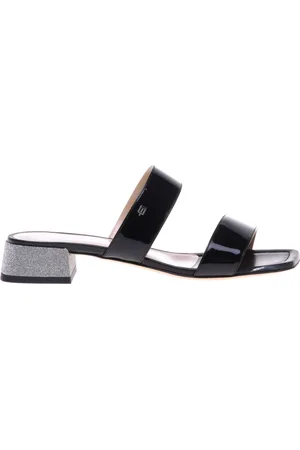 BALDININI Schoenen, Dames, Zwart, 39 EU, patent leather and silver glitter clogs