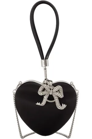 Self-Portrait Tassen, Dames, Zwart, ONE Size, Satijn, Hart Clutch Hand-held Satijn Zwart