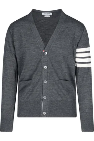 Thom Browne Truien, Heren, Grijs, M, Wol, Cardigan
