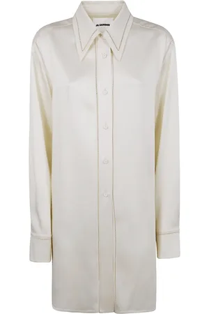 Jil Sander Kleedjes, Dames, , L, Klassiek Wit Overhemd voor Mannen