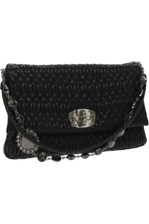Miu Miu Pre-owned, Dames, Zwart, ONE Size, Leer, Tweedehands leren schoudertassen