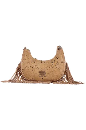 ERMANNO SCERVINO Tassen, Dames, , ONE Size, Leer, Stijlvolle Logo Fronttas met Franjes