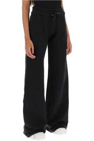 OFF-WHITE Broeken, Dames, Zwart, M, Katoen, Flared Fleece Joggers