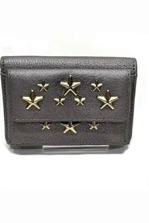 Jimmy Choo Pre-owned, Dames, Grijs, ONE Size, Leer, Tweedehands leren portemonnees
