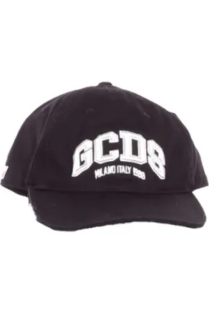 GCDS Accessoires, Heren, Zwart, ONE Size, Katoen, Zwarte Logo Voor Gesp Katoenen Hoed