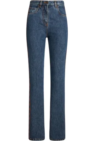 Etro Jeans, Dames, Blauw, W28, Denim, Stijlvolle Side Appliqué Denim Jeans