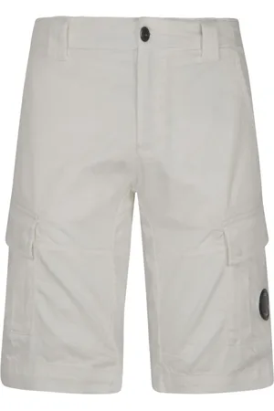 C.P. Company Korte broeken, Heren, Wit, L, Witte Shorts met knoop en rits
