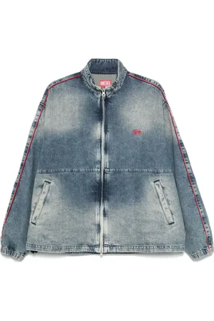 Diesel Jassen, Heren, Blauw, M, Katoen, Indigo Blauw Zip-Up Jas met Logo