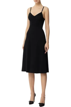 Elisabetta Franchi Kleedjes, Dames, Zwart, M, Elegante Zwarte Midi Jurk