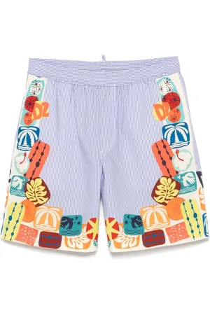 Dsquared2 Korte broeken, Heren, Blauw, M, Blauwe Gestreepte Trekkoord Shorts