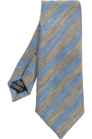Paul Smith Accessoires, Heren, Blauw, ONE Size, Gestreepte heren stropdas in Slub stijl