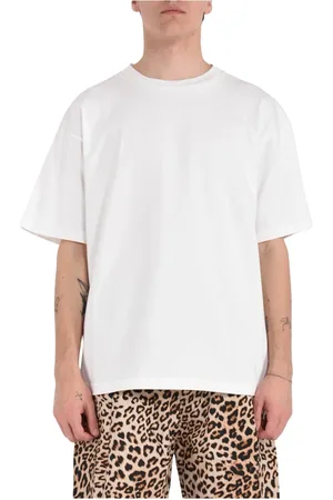 A PAPER KID Tops, Heren, Wit, S, Katoen, Katoenen T-shirt met Bedrukt Logo