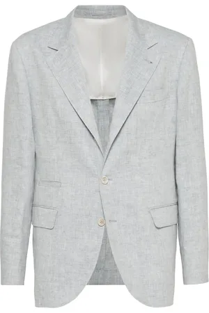 Brunello Cucinelli Jassen, Heren, Grijs, L, Linnen, Linnen paktype jas voor mannen