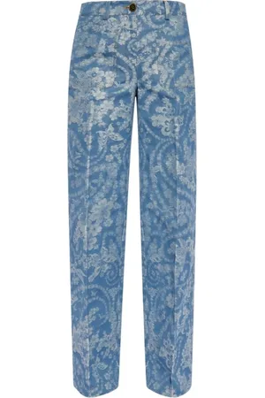 Etro Jeans, Dames, Blauw, S, Katoen, Stijlvolle katoen-linnen broek voor vrouwen
