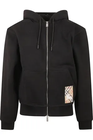 Burberry Sweatshirts & Hoodies, Heren, Zwart, S, Katoen, Zwarte Sweater Met Rits
