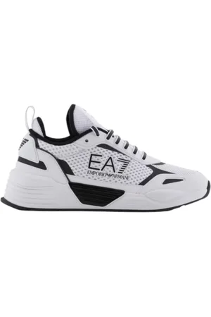 EA7 Schoenen, Heren, Wit, 44 EU, Polyester, Witte Mesh Runner Sneaker met Logo