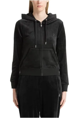 Juicy Couture Sweatshirts & Hoodies, Dames, Zwart, M, Polyester, Swarovski Logo Hoodie met Trekkoord