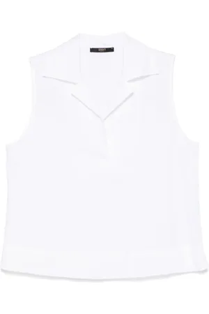 SEVENTY BY SERGIO TEGON Tops, Dames, Wit, 2Xs, Witte Camp Kraag Mouwloze Top