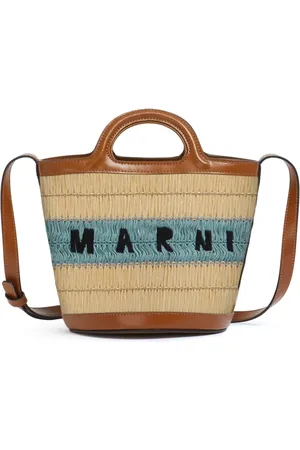 Marni Tassen, Dames, Bruin, ONE Size, Katoen, Bruin Katoenmix Leren Afwerking Jas