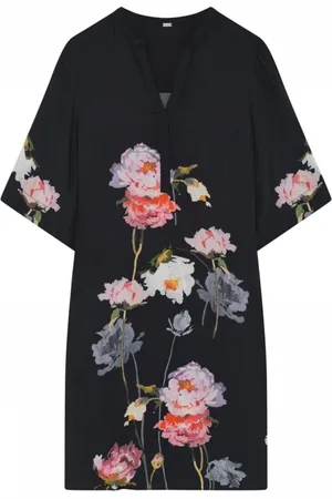 gustav Kleedjes, Dames, Veelkleurig, M, Madonna Knielange Jurk met Bloemenprint