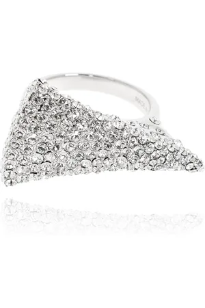 Alexander McQueen Accessoires, Dames, Grijs, 54 MM, Messing ring