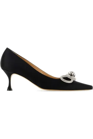 Mach & Mach Schoenen, Dames, Zwart, 38 EU, Satijn, Zwarte satijnen pumps met 6,5 cm hak