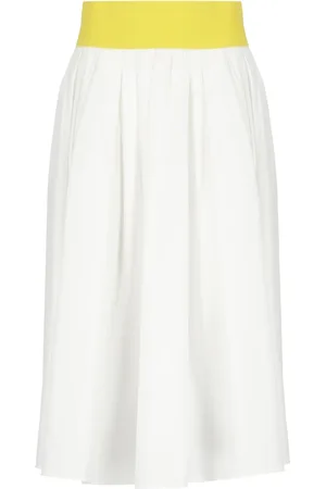 Msgm Rokken, Dames, Wit, S, Katoen, Witte Katoenen Rok met Elastische Taille