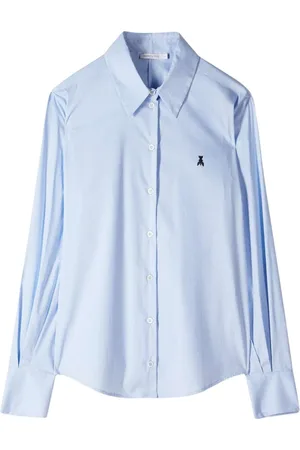 Patrizia Pepe Blouses & Shirts, Dames, Blauw, XS, Gestreept klassiek overhemd met borduurwerk