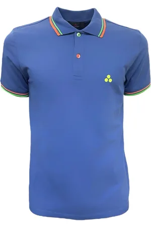 Peuterey Tops, Heren, Blauw, L, Katoen, Fluo Logo Polo Shirt Blauw Katoen