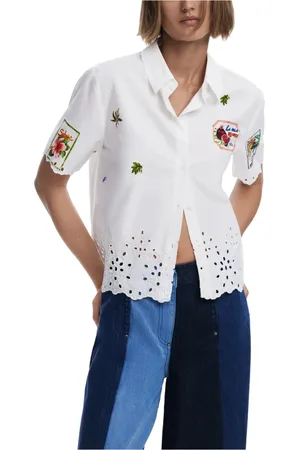 Desigual Blouses & Shirts, Dames, Wit, S, Katoen, Stijlvolle longsleeve blouse voor vrouwen