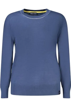North Sails Truien, Dames, Blauw, L, Katoen, Contrasterende Crew Neck Sweater