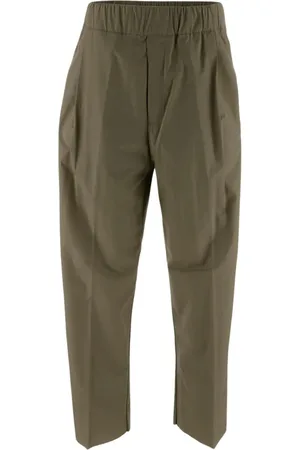 LANEUS Broeken, Heren, Groen, L, Katoen, Elastische taille popeline broek