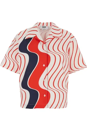 Msgm Blouses & Shirts, Dames, Veelkleurig, S, Klassieke Kraag Shirt All-Over Print