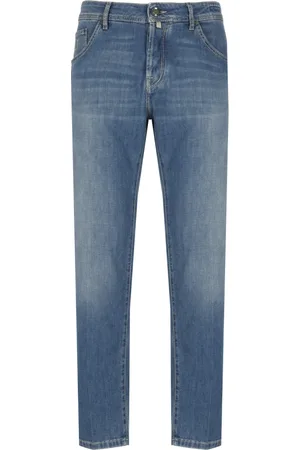 Jacob Cohen Jeans, Heren, Blauw, W35, Katoen, Blauwe Katoenen Broek met Riemlussen