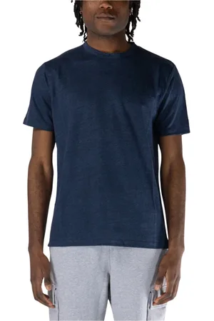 MC2 SAINT BARTH Tops, Heren, Blauw, M, Linnen, Korte Mouw Jersey Linnen T-Shirt