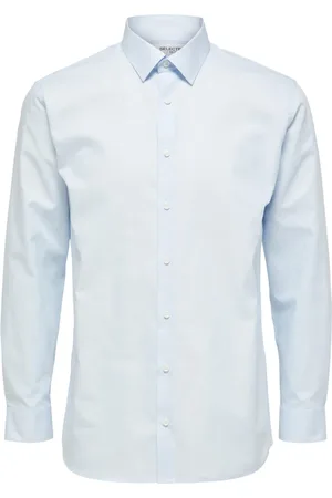 SELECTED Overhemden, Heren, Blauw, M, Katoen, Katoenen Lange Mouwen Shirt Lente/Zomer
