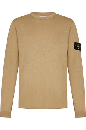 Stone Island Truien, Heren, , S, Katoen, Geribbelde Trui met Badge