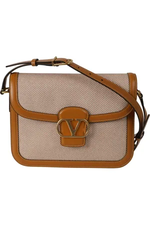 VALENTINO GARAVANI Tassen, Dames, Bruin, ONE Size, Leer, Stijlvolle Leren Schoudertas met V-Logo
