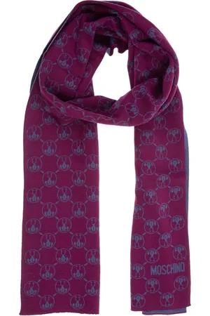 Moschino Accessoires, Dames, Paars, ONE Size, Logo Patroon Dubbel Vraagteken Sjaal