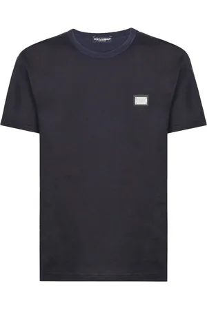 Dolce & Gabbana Tops, Heren, Blauw, L, Katoen, Casual Katoenen T-Shirt in Zwart
