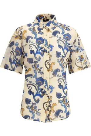 Etro Overhemden, Dames, Veelkleurig, XS, Katoen, Katoenen Overhemd met Paisley Patroon
