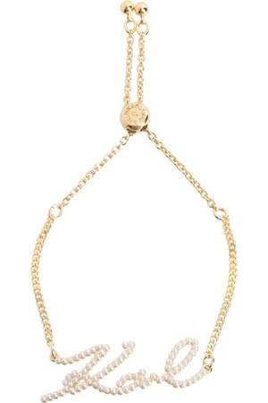 Karl Lagerfeld Accessoires, Dames, Geel, ONE Size, Verstelbare Logo Armband