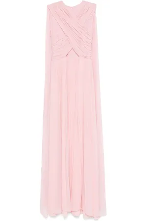 Costarellos Kleedjes, Dames, Roze, S, Bubblegum Roze Gedrapeerde Jurk met Sjerp